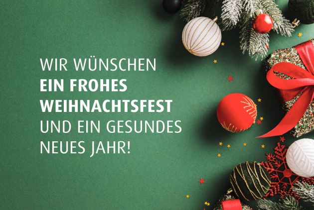 Weihnachtsgruß: Frohes Weihnachtsfest und ein gesundes neues Jahr.