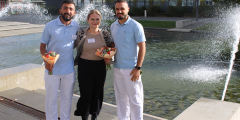 Geldern: Pflegefachmann Khalil Rouini, Praxisanleiterin Meike van Pol und Pflegefachmann Anouar Messouar.